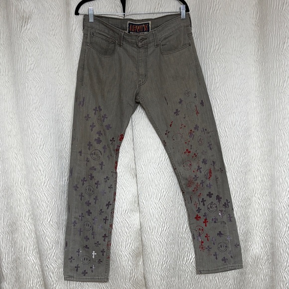 LEVI'S 511 Skinny Stretch 5-Pocket Stamped Denim Jeans Gray  Size 32x30 - Picture 1 of 9